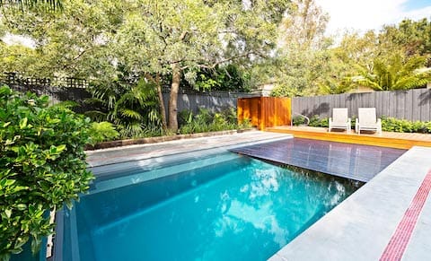 Leisure Pools Reflection with Auto Cover fibreglass swimming pool design