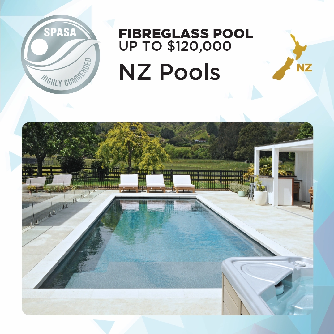 NZ Pools Wellington SPASA Highly Commended Fibreglass Pool up to $120,000