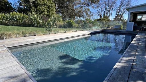 IMG LP NZ Reflection SD 9 Graphite Grey Bermuda 2024 001 The Reflection with Splash Deck 9.50m in Graphite Grey installed in Hawke's Bay, NZ