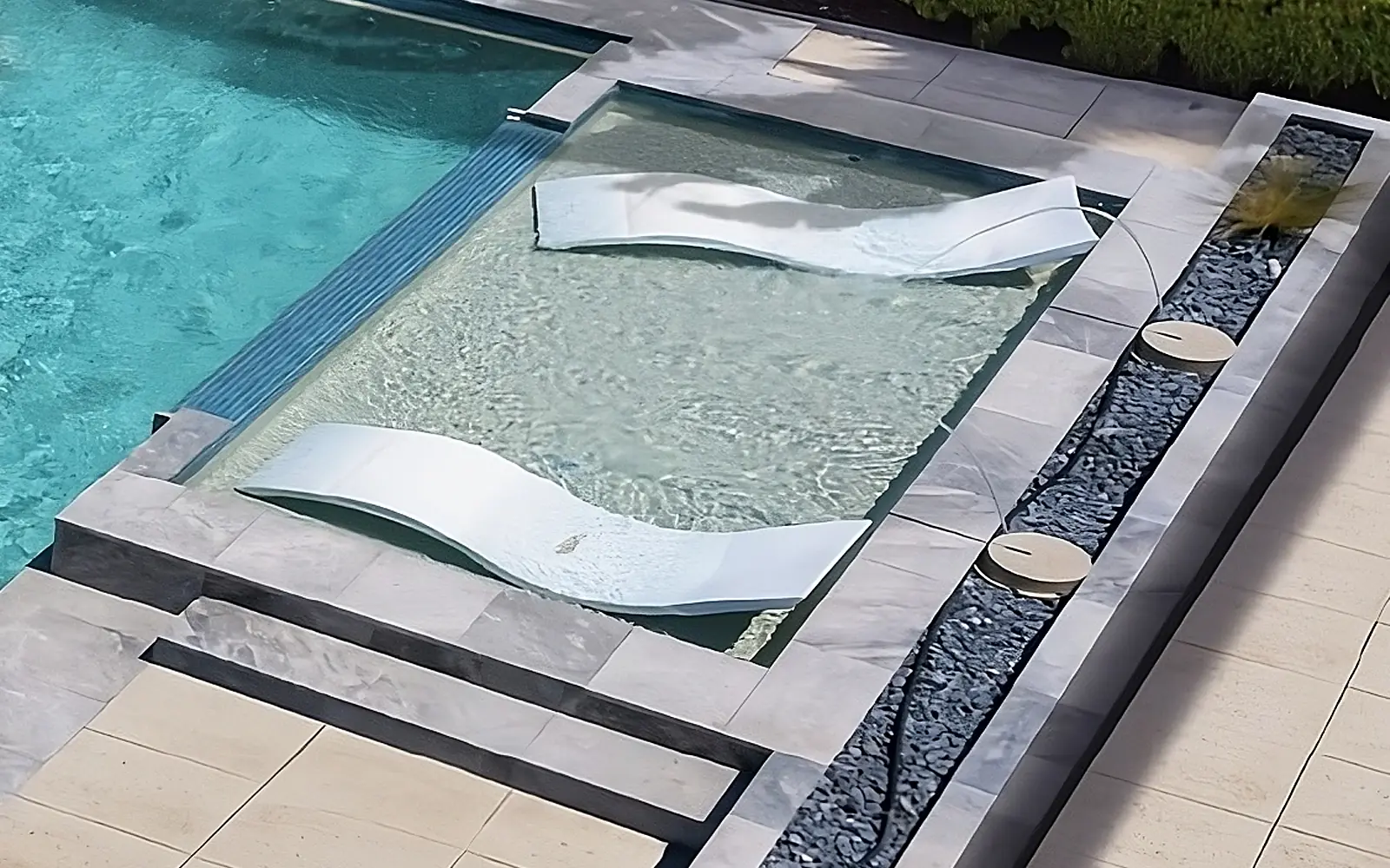 The Cove Splash Deck The Cove Splash Deck. fibreglass pool model