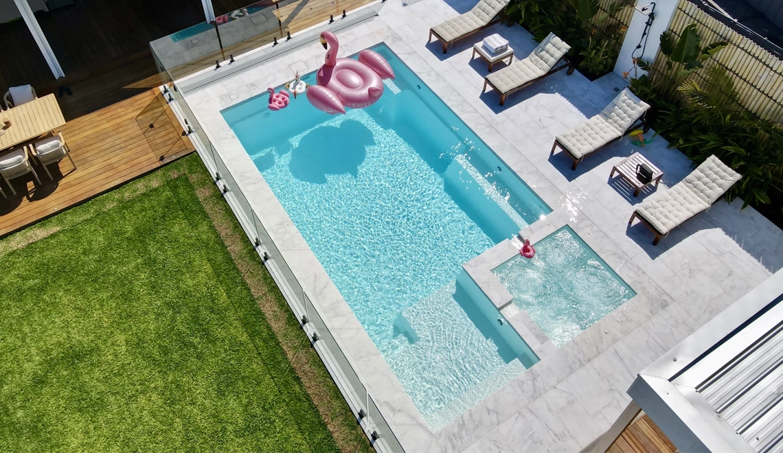 The Leisure Pools Absolute 8 fibreglass pool