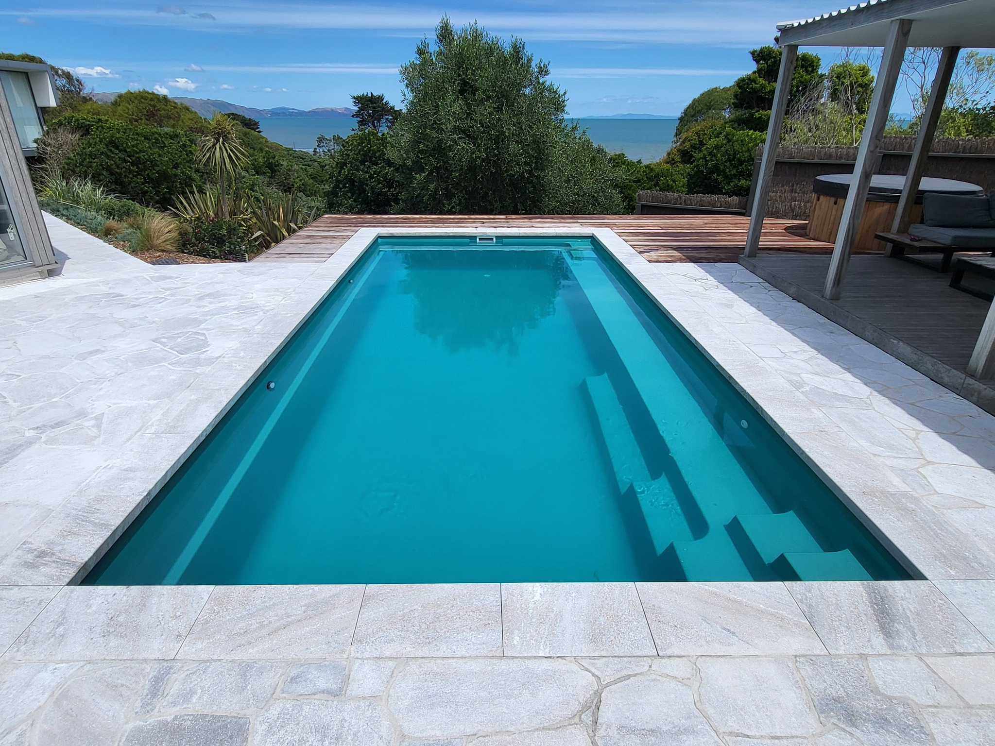 The Reflection 8.00m in Aquamarine installed by NZ Pools in Raumati Beach, NZ
